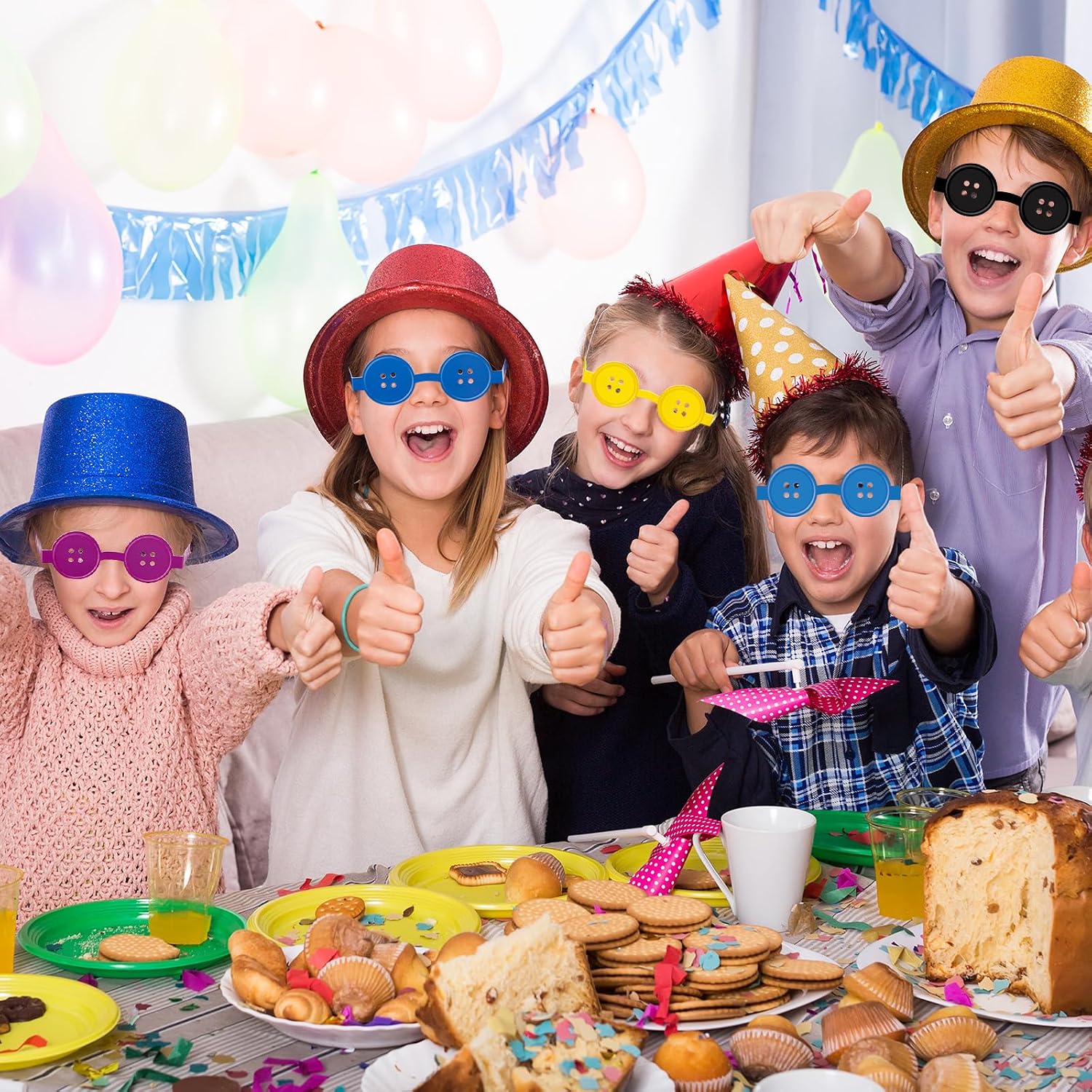32Pcs Button Eyes Glasses Bulk Button Party Decorations Paper Glasses Paper Eyewear Funny Novelty Eyeglasses for Birthday Costume Party Supplies Decorations Photo Props