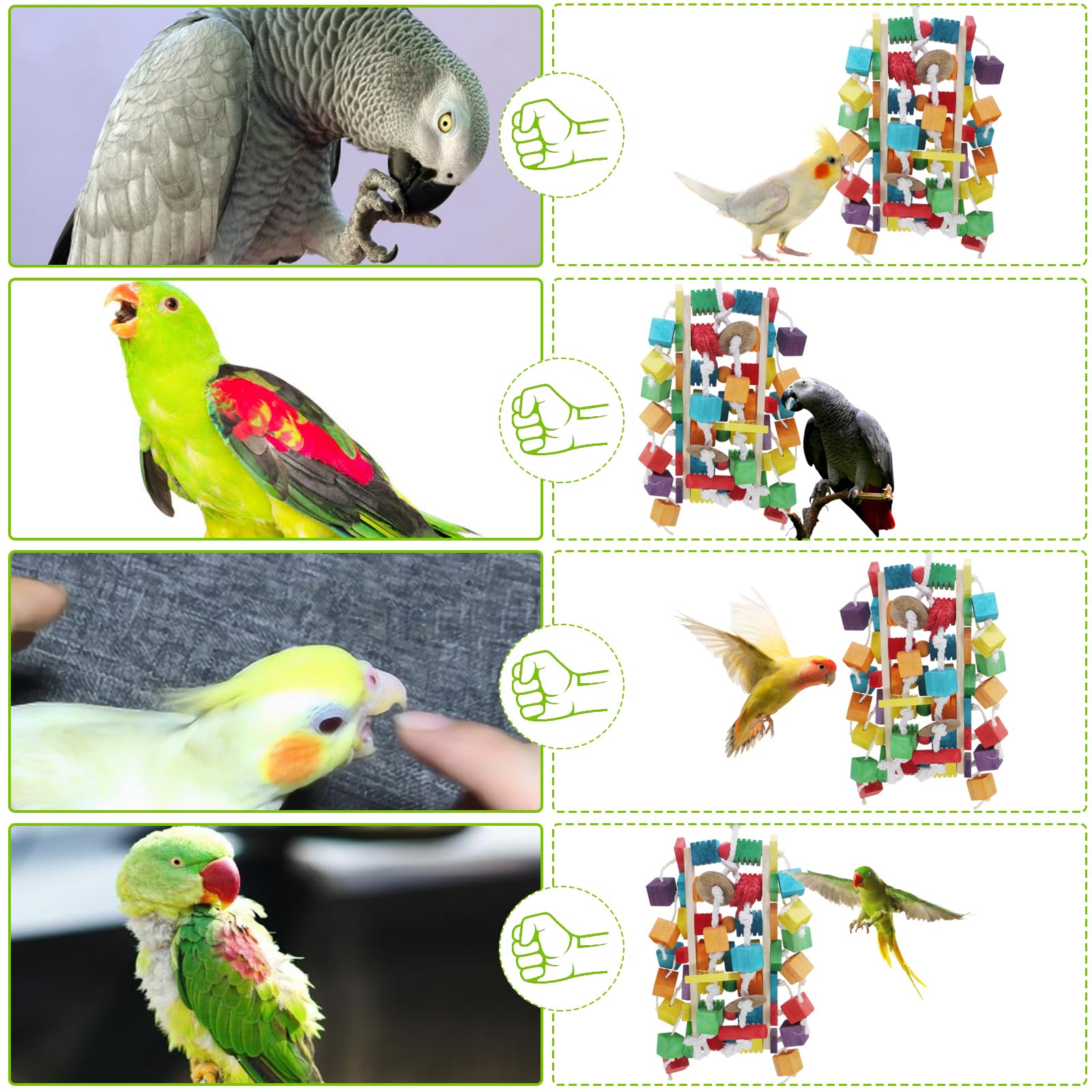 Giocattolo Per Pappagalli, Grande Giocattolo Per Pappagalli, Blocchi Di Legno Naturali Giocattolo Per Uccelli~p143016727 - Foto 5