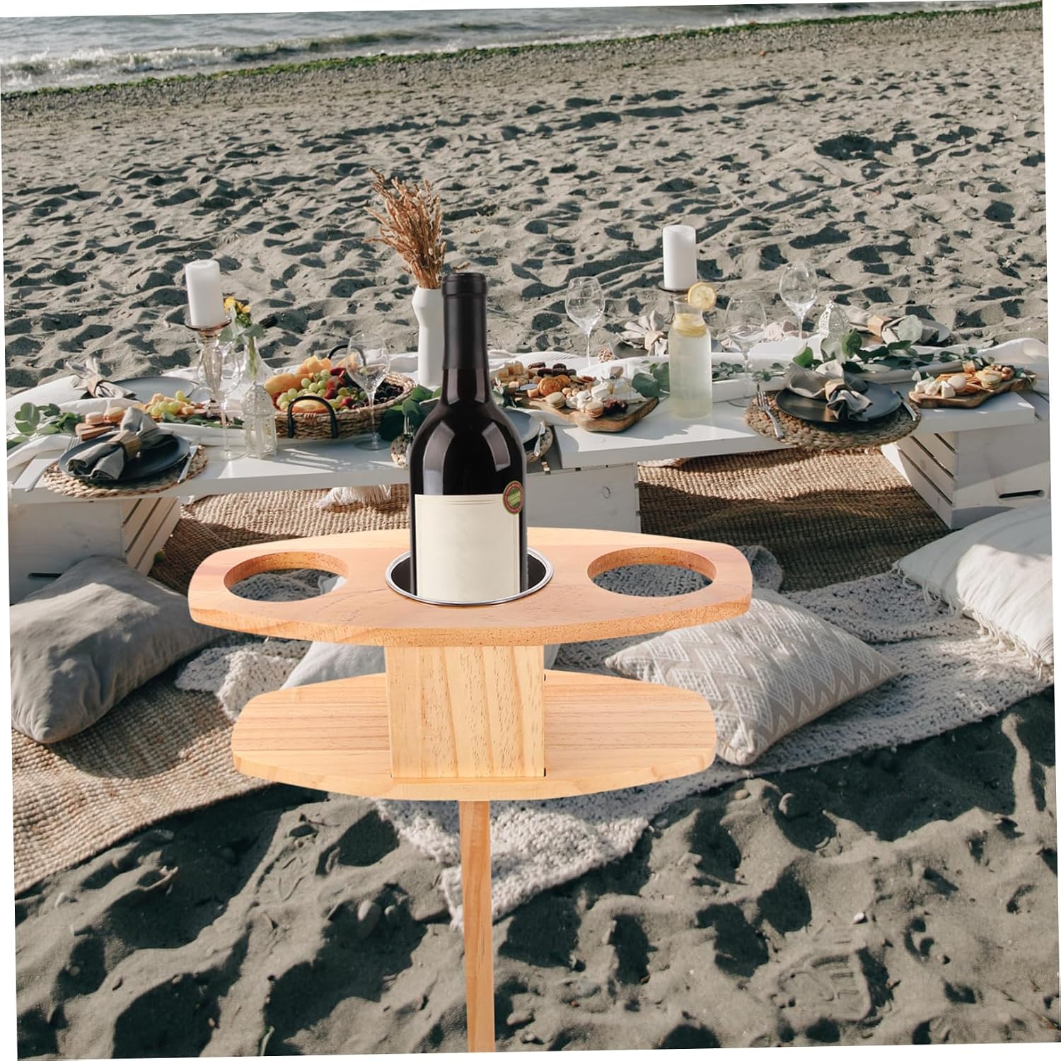 Portable Outdoor Wine Glass Table Foldable Picnic Table for Outdoor Events image 2
