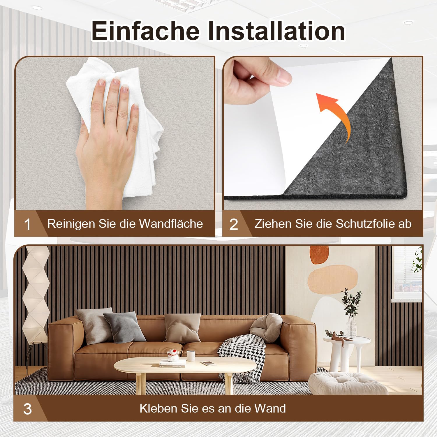 Paneles acústicos de madera, 120 x 60 cm (0,72 m²), autoadhesivos, paneles de pared 3D en aspecto de madera para aislamiento acústico y decoración, paneles de madera para salón, oficinas