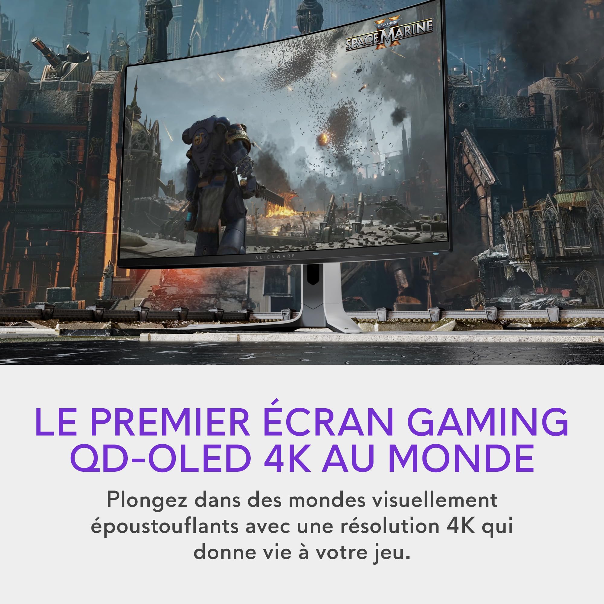 Alienware AW3225QF 32" 4K UHD (3840x2160) 1700R Écran PC Gaming Incurvé, 240Hz, QD OLED, 0.03ms, Compatible NVIDIA G-Sync, HDR, Dolby Vision, USB-C, DisplayPort, 2X HDMI, 4X USB, Garantie 3 Ans