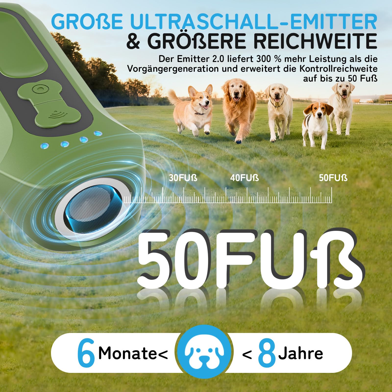 Anti Bell Gerät Hunde, Antibell Ultraschall Gerät, Tragbares Stopp-Bell-Gerät für Hunde, Sicher und Human, 65 Fuß Reichweite, Bellkontrolle für Innen/außen (blaurot)