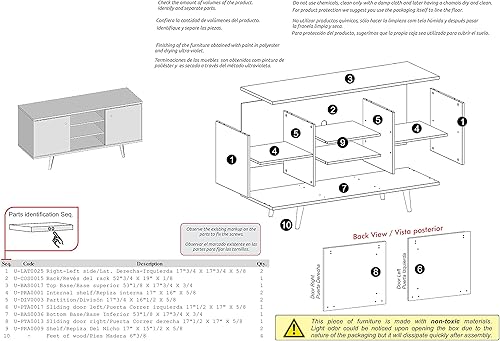 Miniatura 5 de Midtown Concept Soporte de TV Mid-Century con 3 estantes (53 pulgadas), color marrón envejecido