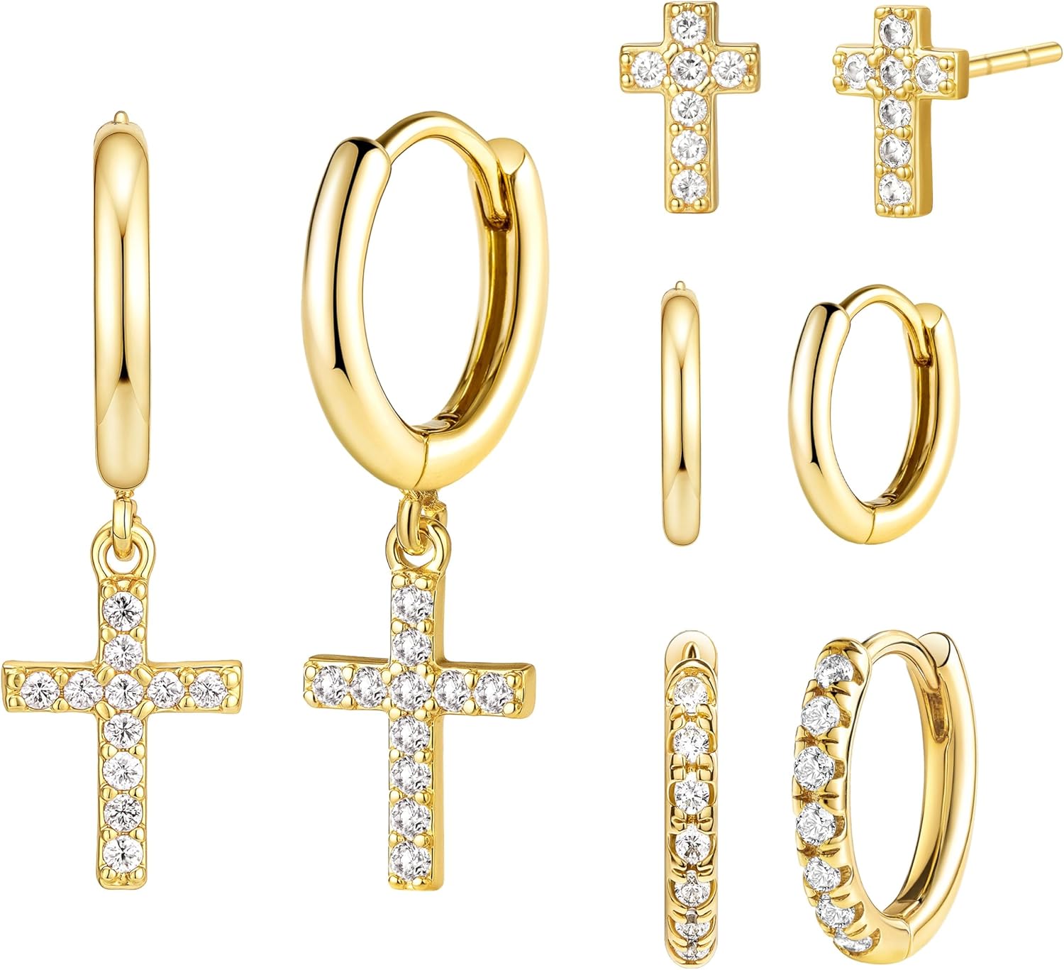 Small Gold Huggie Hoop Earrings Set for Women Men Hypoallergenic 14K Plated Stack Cartilage Earrings, Multiple Piercing Lightweight Mini Thin Cute Dainty Trendy Jewelry Set Christmas Gifts for Women