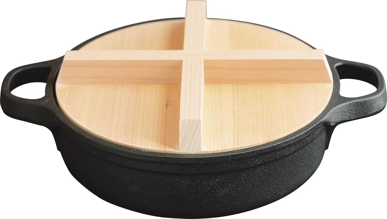 Nichinichi Tools JYO Iron Pot with Wooden Lid 10.2 inches (26 cm), Made in Japan, Compatible with IH Oven