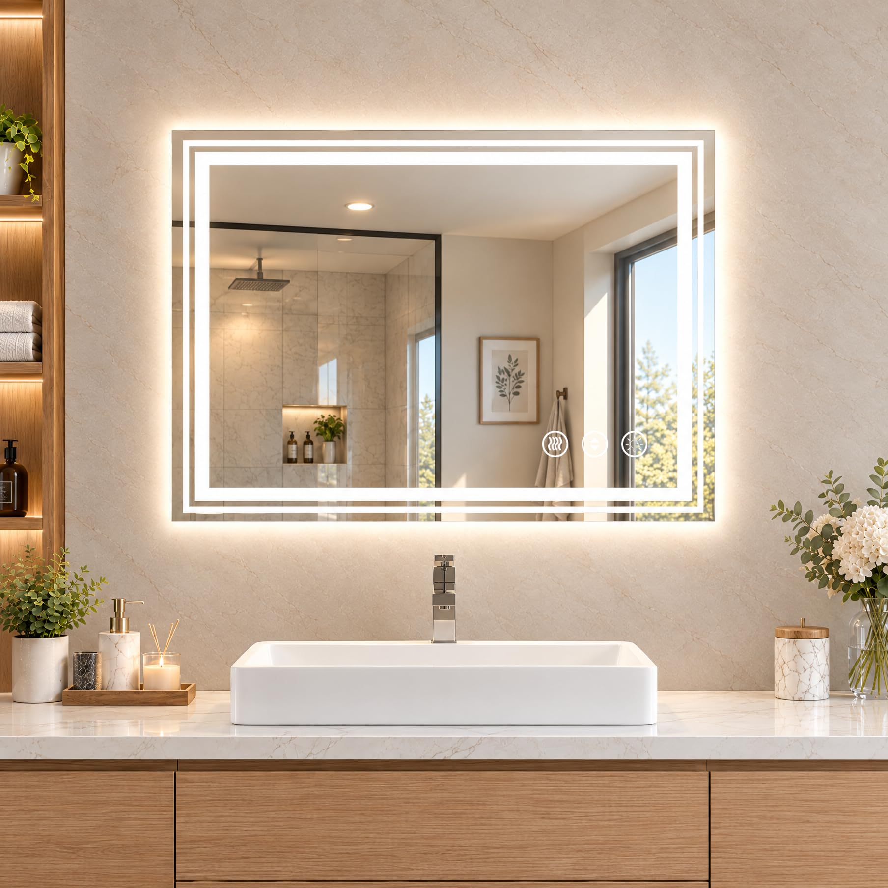 WTTY 60" x 28" LED Bathroom Mirror with Lights,ETL Listed