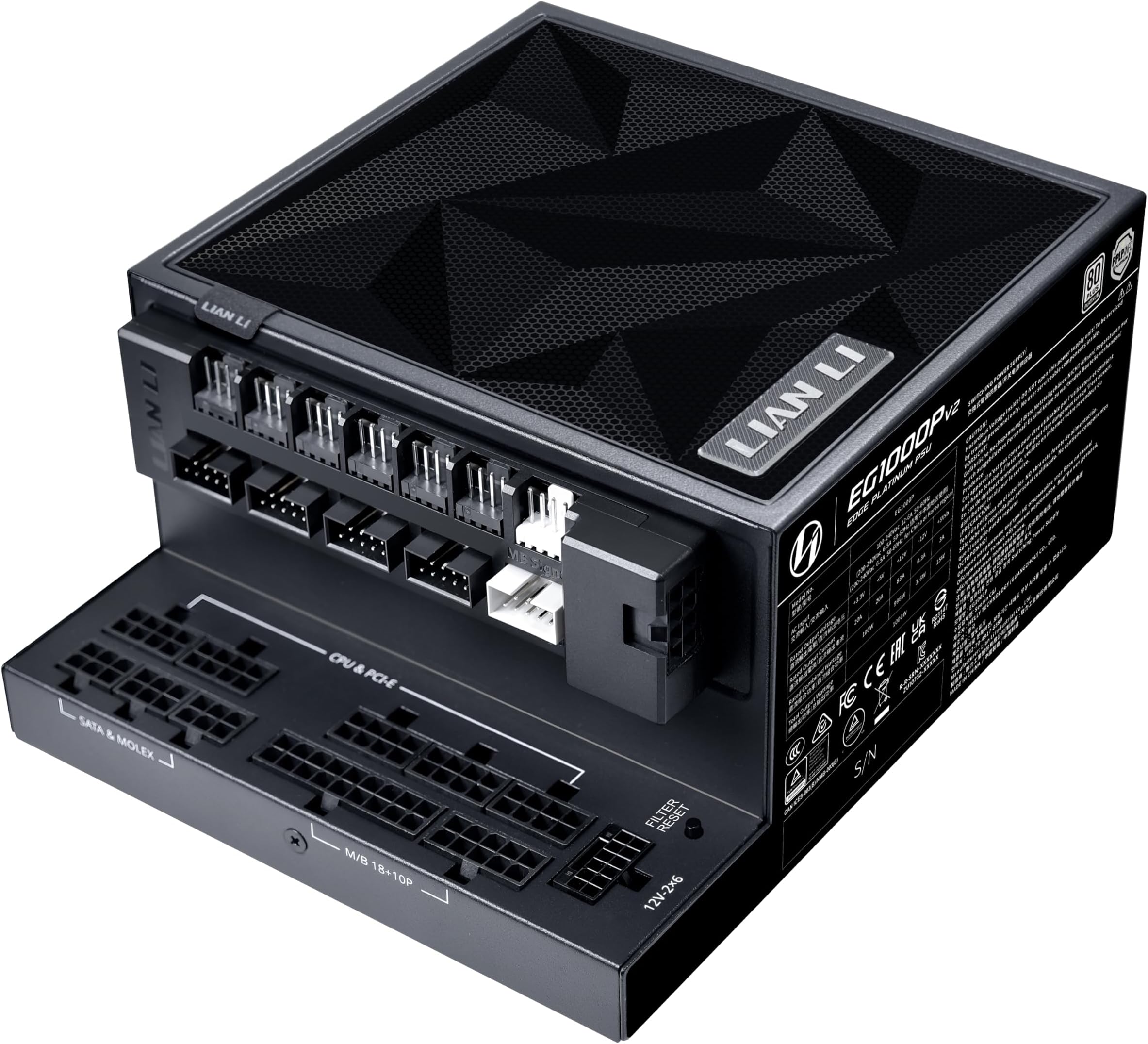 Lian Li Edge Platinum V2 1000W PSU, 80 Plus Platinum Efficiency, Black