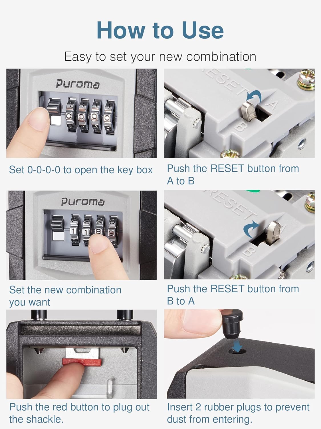 Buy Puroma Key Lock Box Waterproof Combination Lockbox, Resettable Key