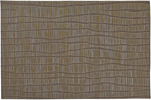 Miniatura 1 de Merritt Wave Pattern - Mantel individual rectangular de vinilo de 19 x 13 pulgadas, juego de 4, marrón