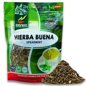 Hanan Spearmint Tea Loose Leaf Hierba Buena 1.1 oz 30 g - Dried Peppermint Leaves Mentha Spicata Plant Leaves from Peru