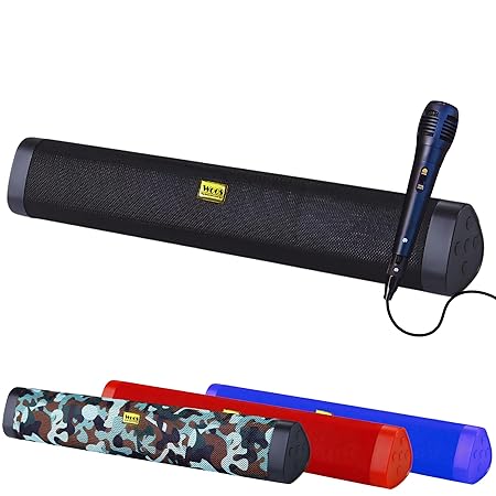 WOOS Tri Fusion Soundbar Bluetooth 5.0 FM Radio Wired Mic Aux/USB/TF Inputs Rechargeable Portable Stylish Design(Multicolour)