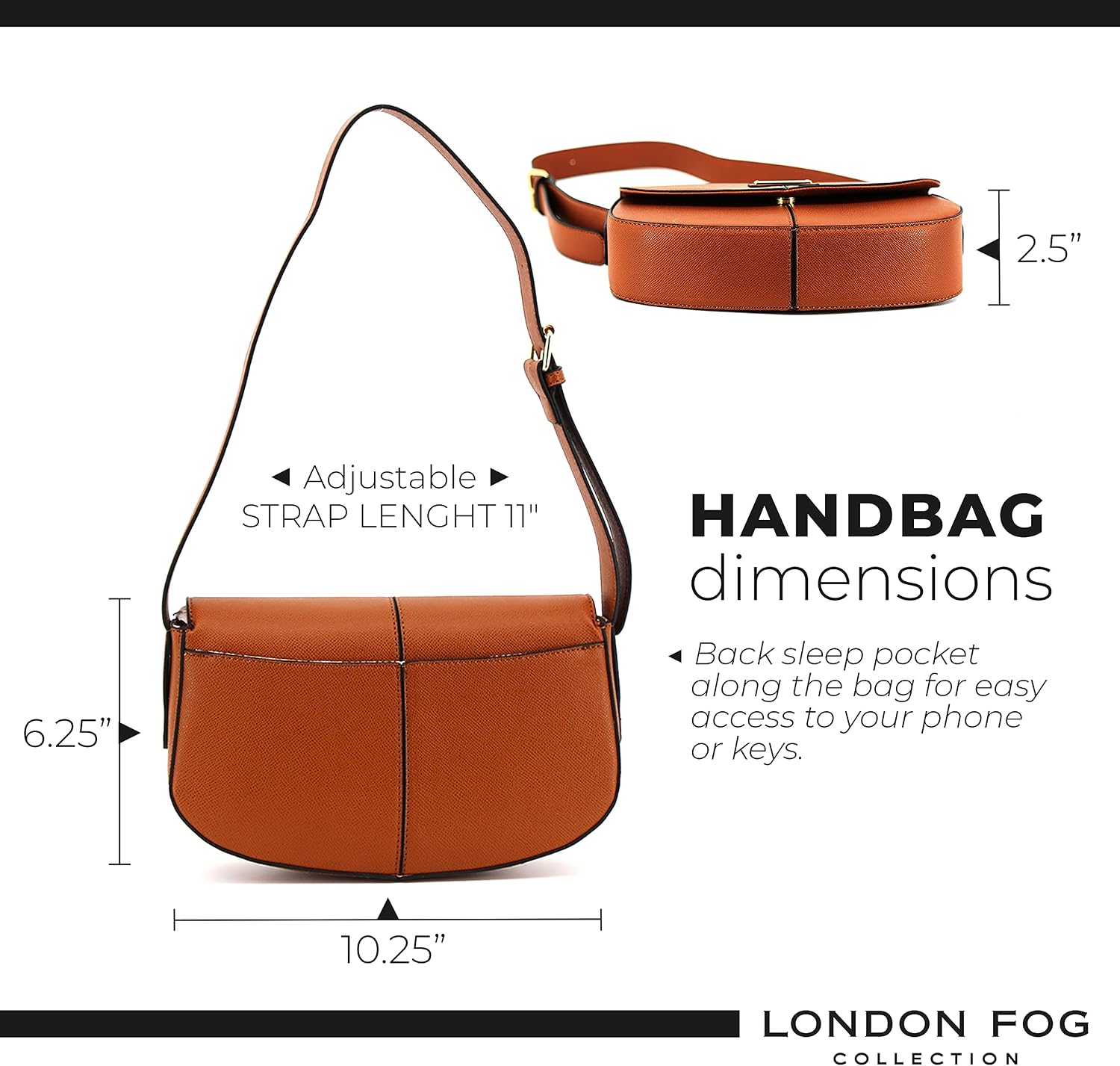 LONDON FOG ASTOR and IRIS Shoulder Bag for Women with Adjustable Strap