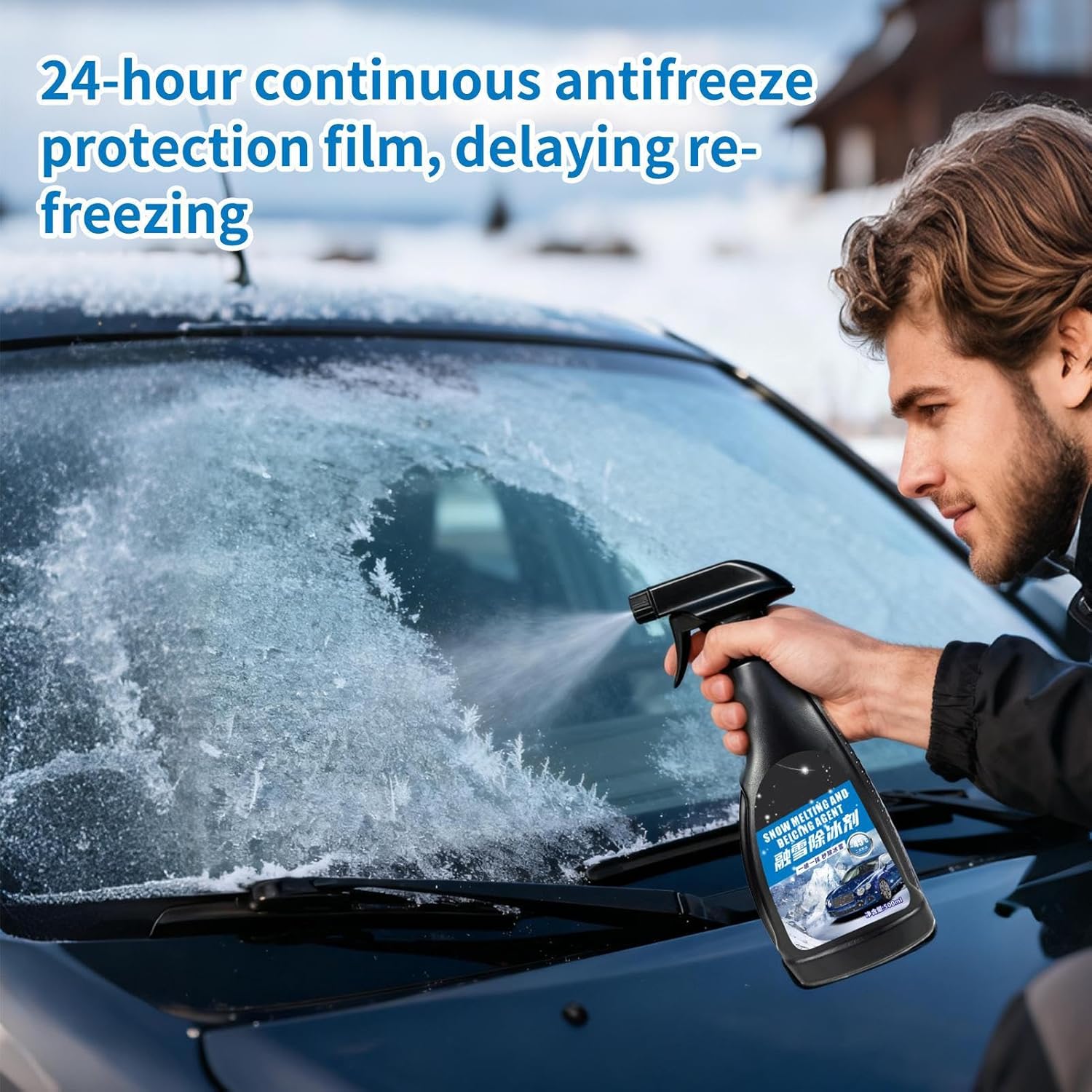 Car Deicer Spray | 500ml Fast-Acting Defroster Long-Lasting - Winter Deicing Spray Automotive Defroster,for Defrosting Maintenance Snow Frost Window Glass Rearview Mirror