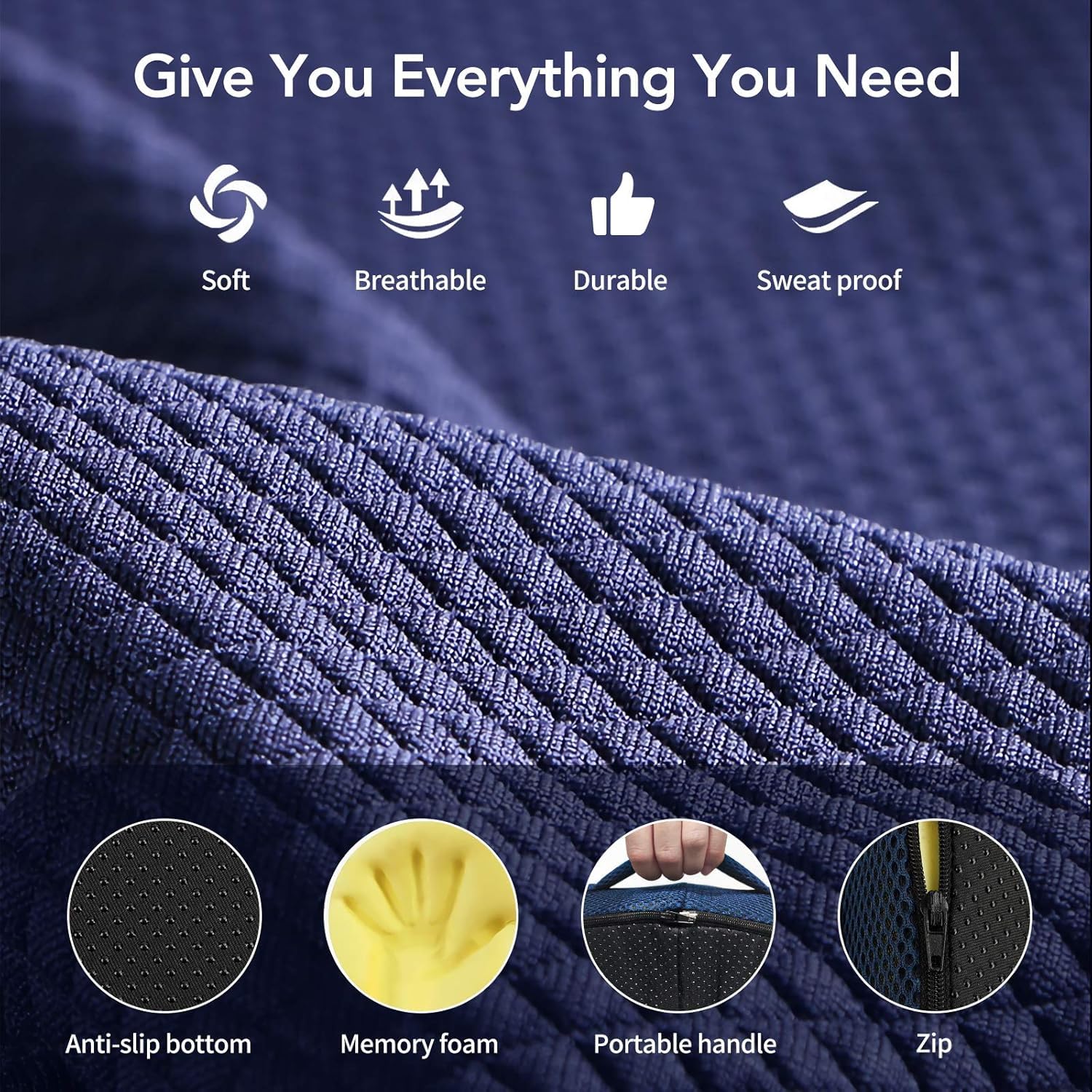 Feagar X Large Memory Foam Seat Cushions for Office Chairs Desk Chair Cushion Tailbone Pain Relief Extra Dense — view 3