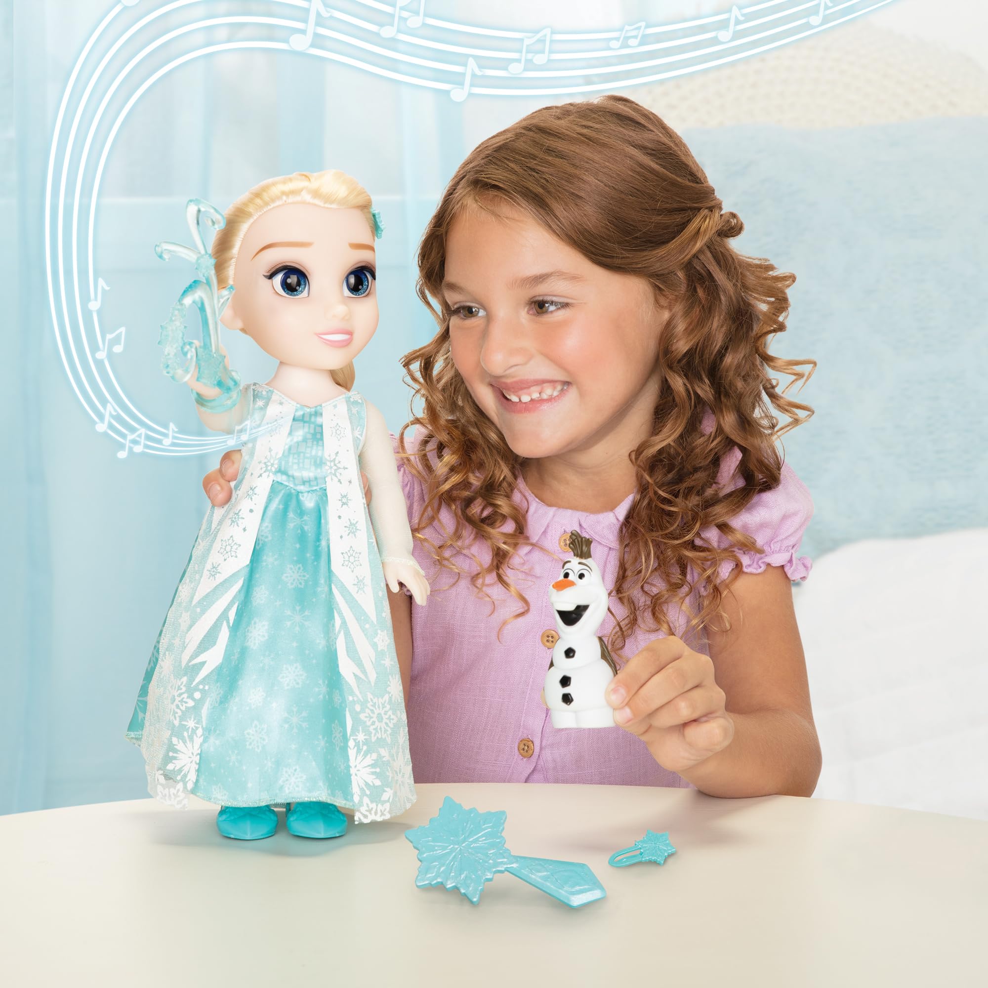 Disney Die Eiskönigin - Frozen - śpiewająca lalka Elsa 35 cm, śpiewa "Let It Go", wraz z akcesoriami dla dodatkowej zabawy dla dziewczynki od 3 lat, 225306, turkusowa