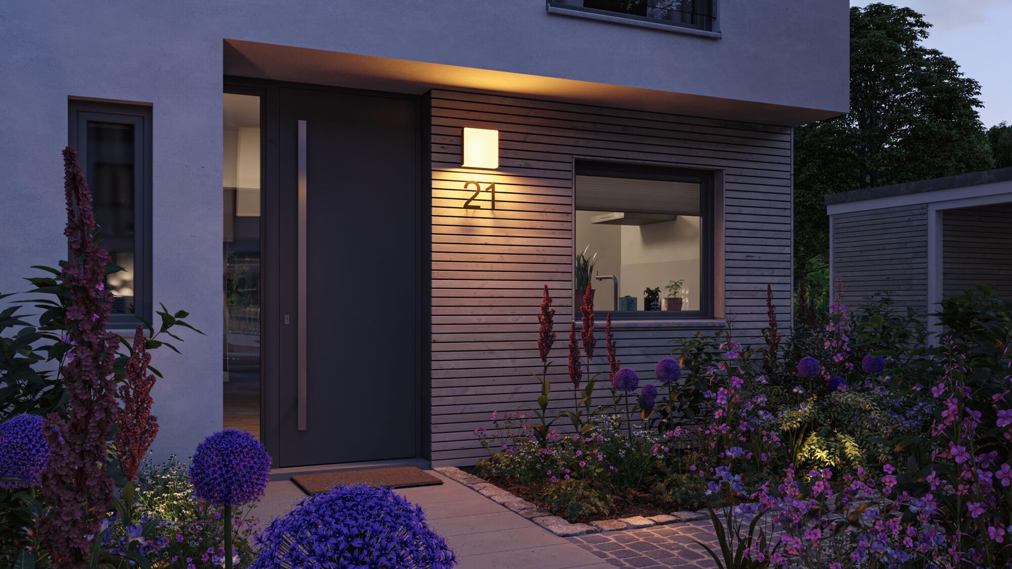 Paulmann 94842 LED Außenwandleuchte Smart Home Zigbee Azalena Bewegungsmelder IP44 250x97mm Tunable Warm 8,5W 700lm Anthrazit Außenleuchte
