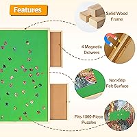 Vista 7 de Fanwer Mesa de rompecabezas de 1500 piezas con 4 cajones, mesa de rompecabezas con patas ajustables en ángulo y altura, mesas de rompecabezas