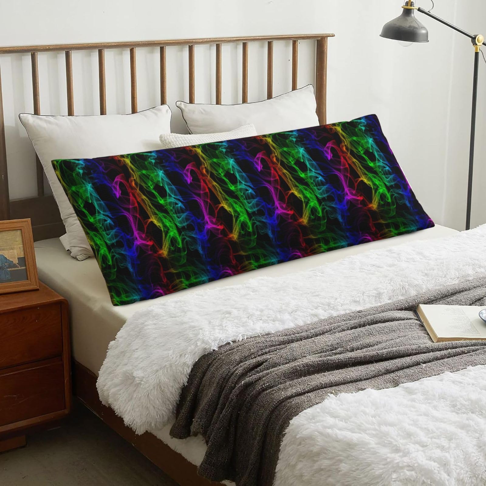 Glow In Dark Splatter Neon, Body Pillow Cover with Zipper,Long Body Pillowcase 20 x 60 in
