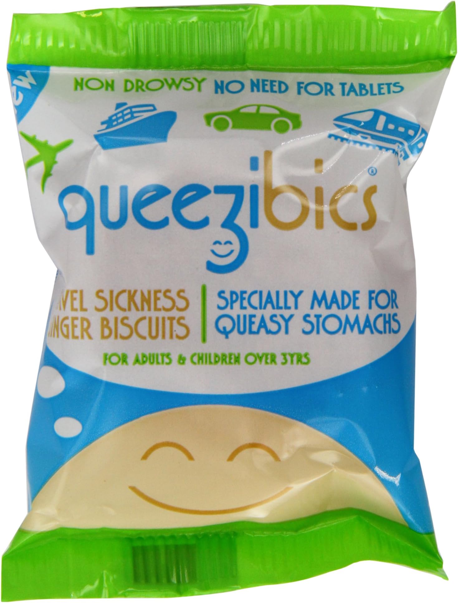 Queezibics Anti- Sickness Ginger Biscuits, Pack of 8 (8x 30 g)