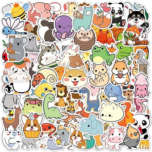 Miniatura 3 de Calcomanías de animales pequeños 100 calcomanías de animales lindos para botellas de agua calcomanías de vinilo para laptop teléfono celular