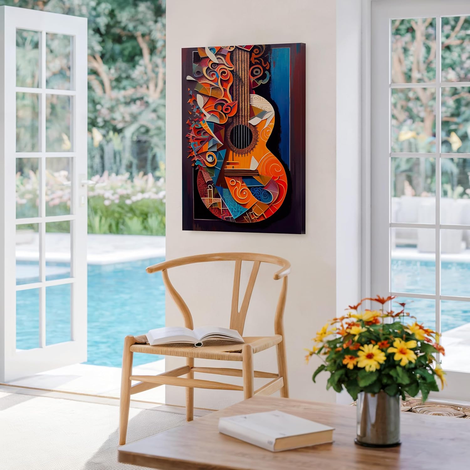 Poster Master Guitar Canvas - Acoustic Guitar Print - Music Art - Instrument Art - Gift for Men, Women & Musician - Minimal Wall Decor for Living Room, Bedroom or Music Room - 8x10 STRETCHED Canvas