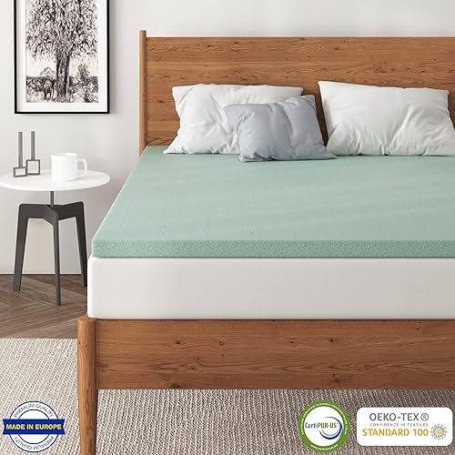 Miniatura 11 de NapQueen Cubrecolchón de espuma viscoelástica de té verde ventilado de 2 pulgadas, verde elegante, certificado CertiPUR-US, tamaño matrimonial
