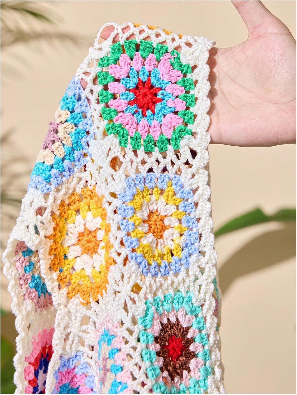 Floerns Girl's Floral Boho Crochet Tank Top Tie Front V Neck Sleeveless Crop Tops - Image 5