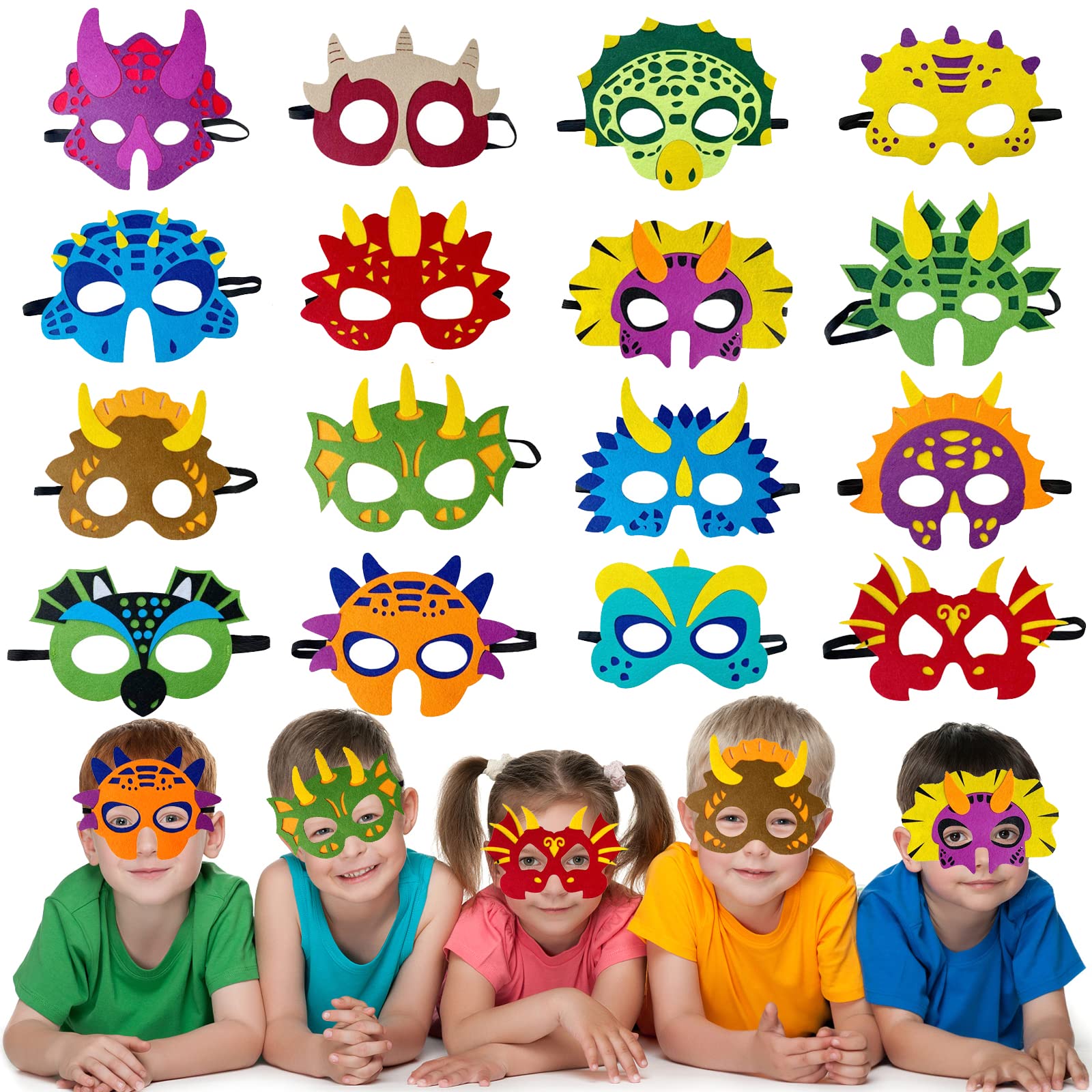 Beamely Superhero Masks - 16 Pcs Spiderman Themed Felt Masks for Kids, Eye Mask Party Favors for Boys & Girls, Toy Gift for Birthdays and Dress Up