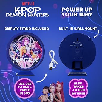 KPop Demon Hunters Huntrix Lamp, 20cm Colour Changing LED Night Light [Energy Class A]