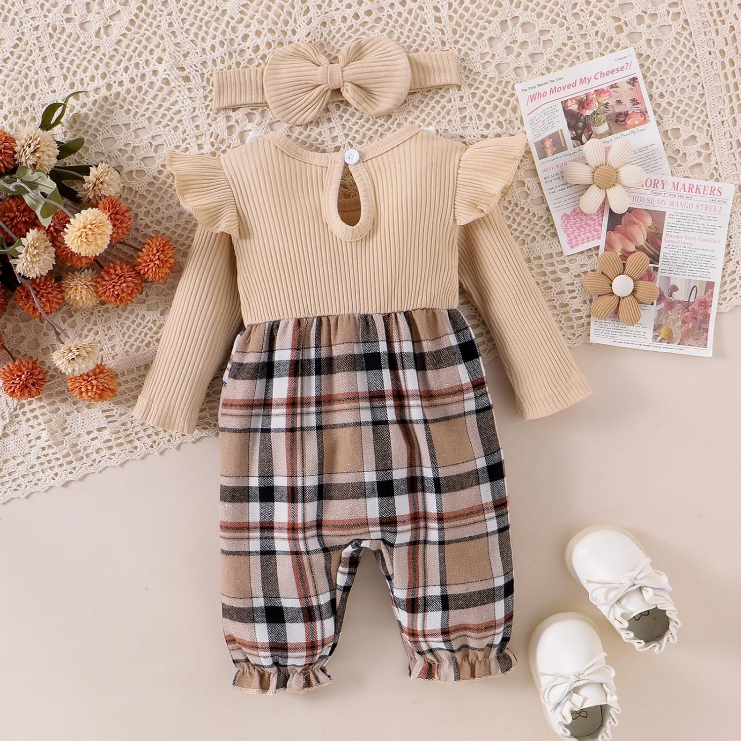Baby Girl Clothes Fall Winter Outfits Ruffles Plaid Romper Long Sleeve Bodysuit One Piece Jumpsuit 0-18 Months - Image 3