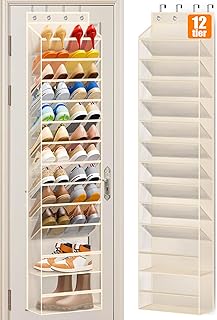 MISSLO 12 Tier Over the Door Shoe Organizer Breathable Mesh Hanging Shoe...