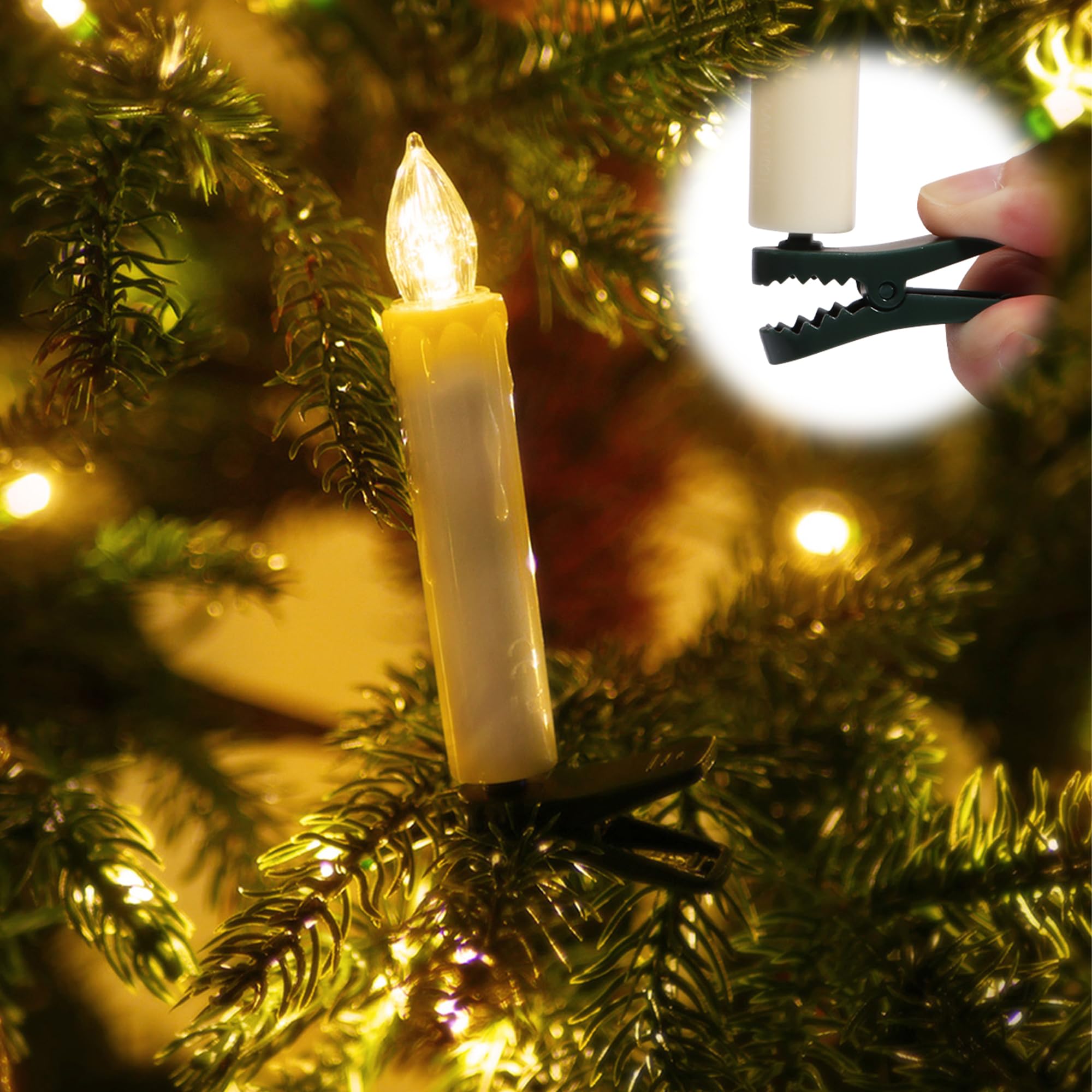 Weihnachtskerzen Christbaumkerzen Kabellose Weihnachten LED Kerzen mit Fernbedienung,Timer-Funktion für Weihnachtsbaum Hochzeit,Geburtstags,Party (40er Beige)