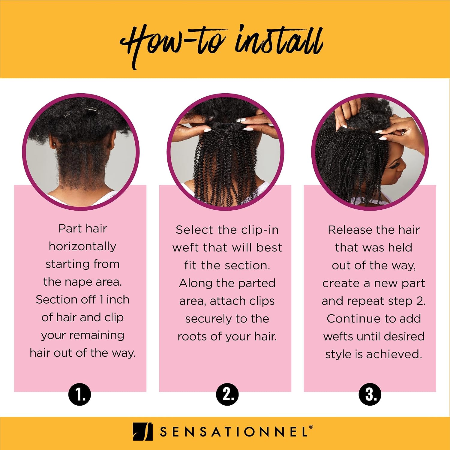 Sensationnel Curls Kinksandco Clip In - 1c Clique Humanhair 9 Piece Pack Easy to Use Clips for Natural 3c to 4c Hair (14 inch, NATURAL)