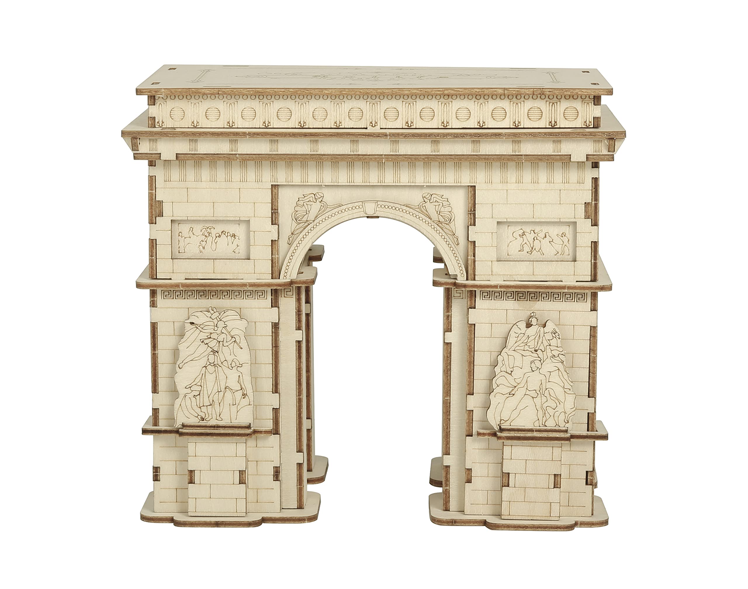 Hands Craft DIY 3D Wooden Puzzle – Arc de Triomphe Buildings Laser Cut Assembly Model Kit Brain Teaser Puzzles Educational STEM Toy Adults and Teens to Build Safe and Non-Toxic Premium Wood TG502