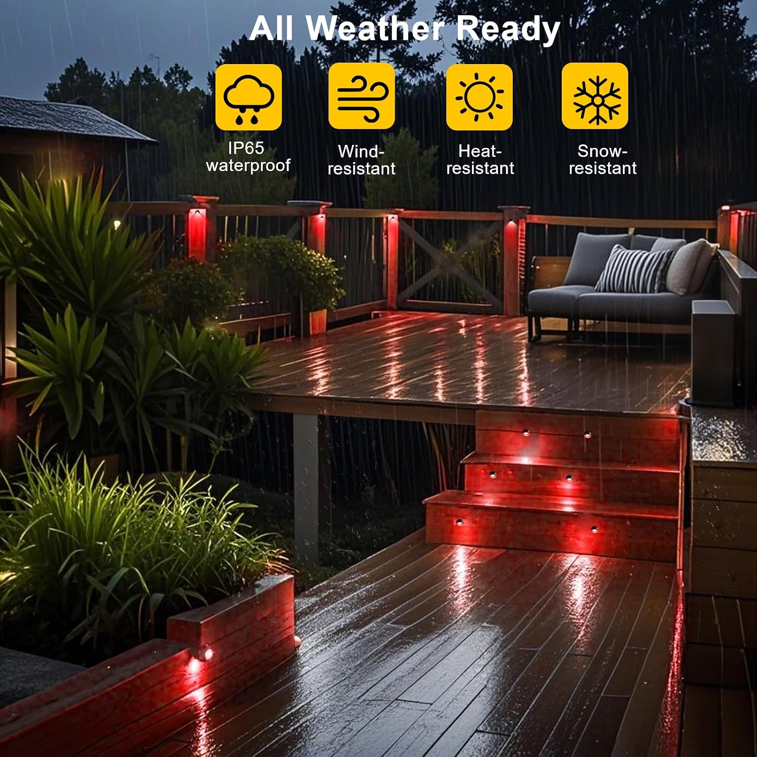 Sumaote Aluminum Deck Stair Lights Kit, Φ1.02inch Wireless Smart Phone Control Low Voltage RGB Step Lights Waterproof Outdoor Deck Rail Stairs Fence Yard Landscape Lighting