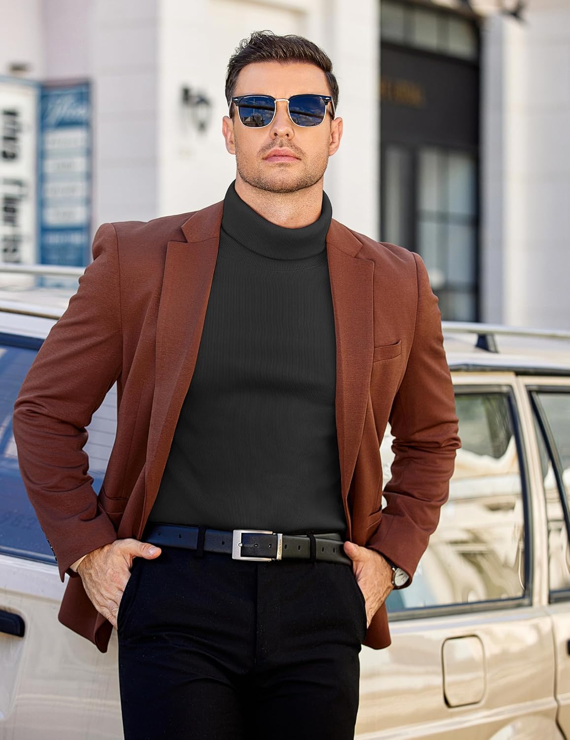 COOFANDY Men's Slim Fit Turtleneck Sweater Long Sleeve Ribbed Turtle Neck Casual Lightweight Basic Pullover Sweaters - Image 2