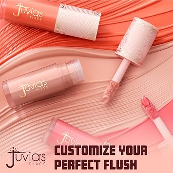 Juvia's Place Blushed Liquid Tint - Peaches N' Cream - Lightweight Liquid Blush, Radiant Dewy Finish, Buildable Formula with Vitamin E, Long-lasting Soft-focus Glow, Hydrating Tint for All Day Wear