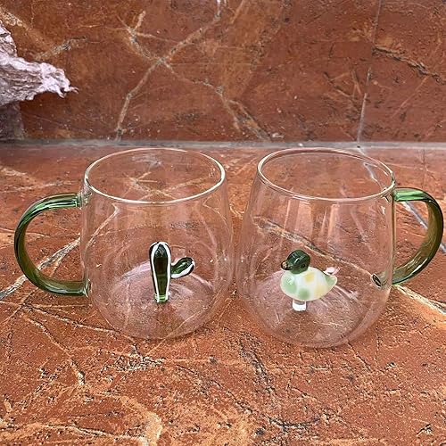 Miniatura 7 de Youngky Store - Taza de cristal 3D con diseño de plantas de animales, taza de café, taza de leche, taza para beber, taza para fiesta, oficina, taza