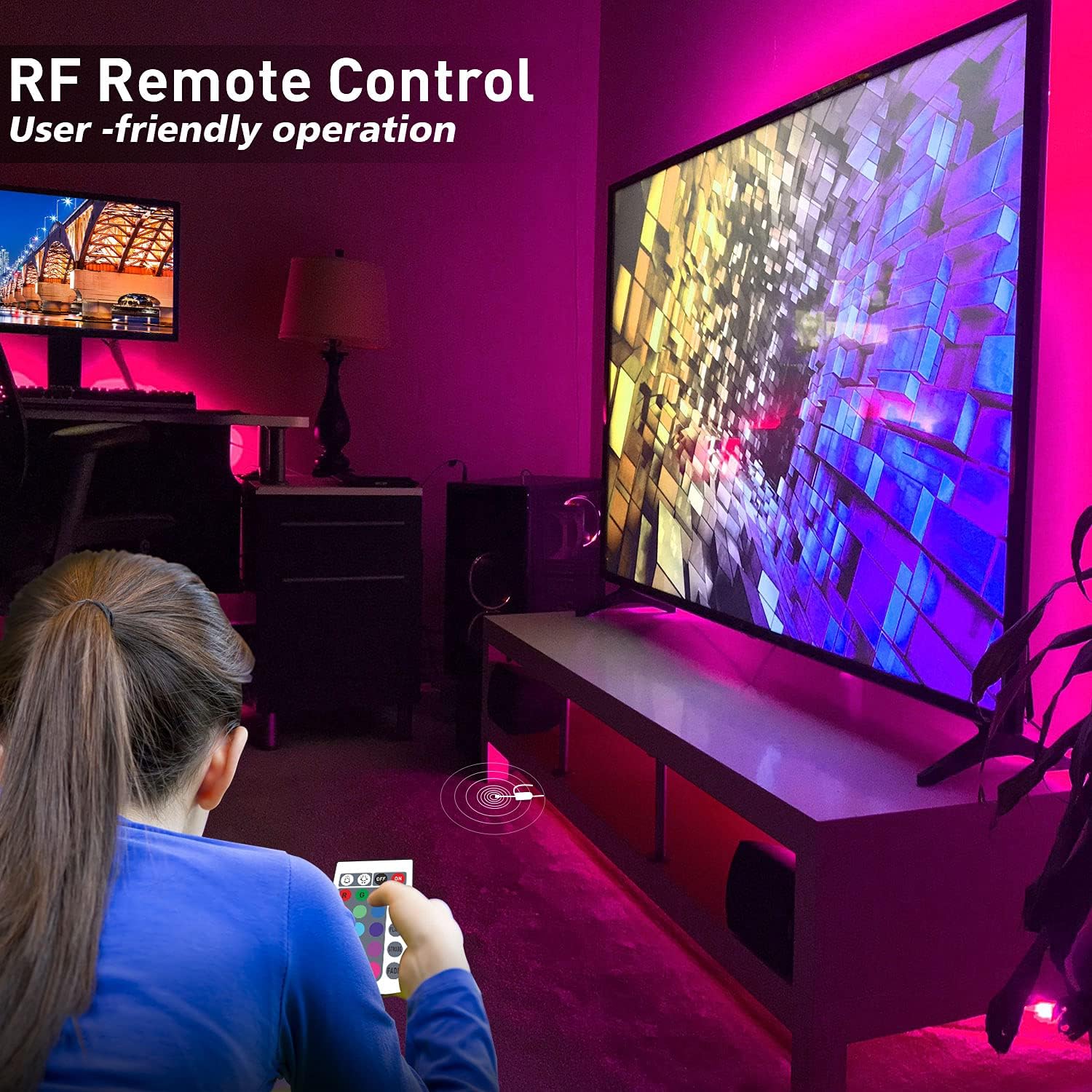 Nexillumi LED Strip Lights with Remote, APP Control Color Changing Rope Lights 16.4ft SMD 5050 RGB Light Strips with RF Remote Sync to Music for TV, Bedroom, Party and Home Decoration