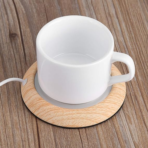 Cup Warmer Mat,USB Wood Grain Cup Warmer Heat Beverage Mug Mat Office Tea Coffee Heater Pad,Warmer Cup for Home (Walnut Grain)