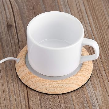 Cup Warmer Mat,USB Wood Grain Cup Warmer Heat Beverage Mug Mat Office Tea Coffee Heater Pad,Warmer Cup for Home (Walnut Grain)