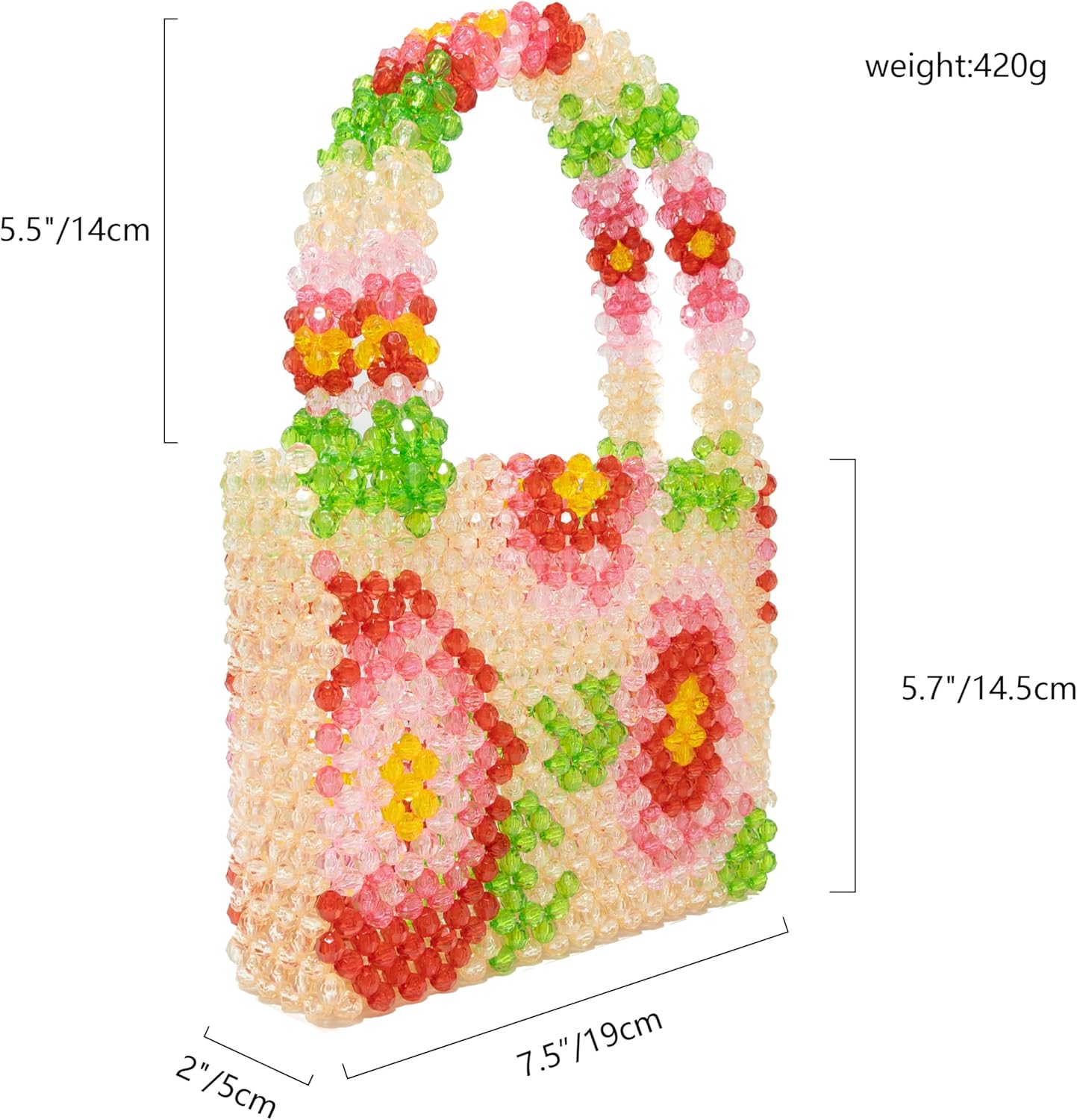 Womens Luxury Flower Beaded Handbag Handmade Acrylic Tote Bags for Wedding Party Fancy Purse with Top Handle - Image 6