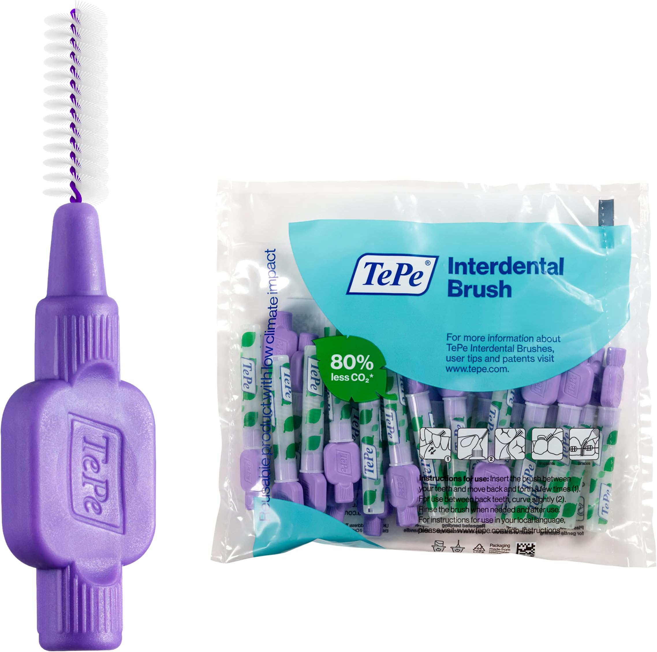 Purple Interdental Brush 1.1mm 25 Pack