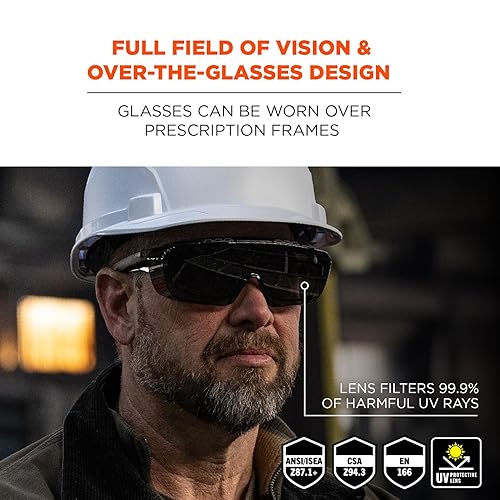 Miniatura 2 de Ergodyne Skullerz OSMIN OTG Safety Glasses, Over the Glasses Protective Eyewear, ANSI z87.1 Lente ahumado