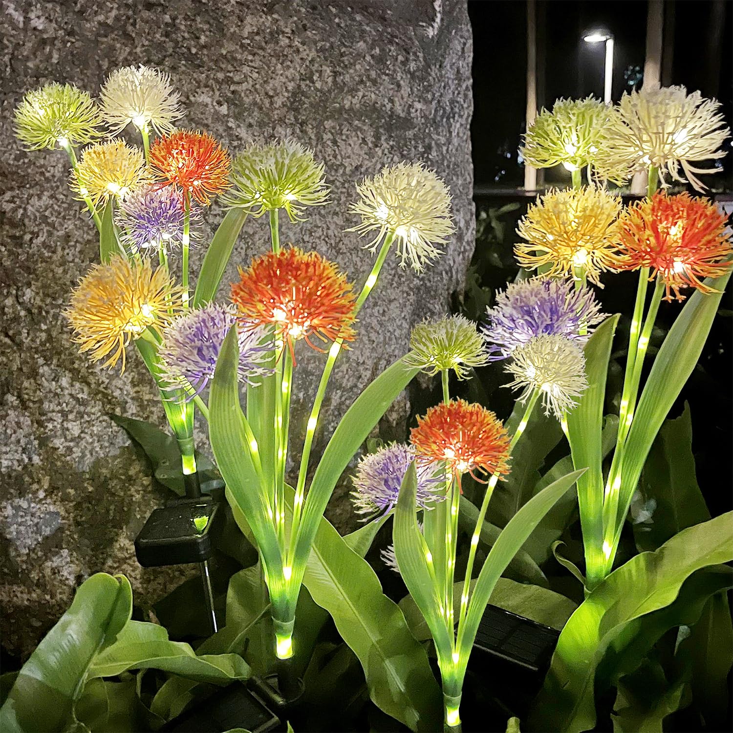 Solar Lights for Outside Waterproof,Outdoor Garden Light Yard Patio Pathway Decoration w High Flexibility Iron Wire, Dandelion Light for House Landscape Lighting/Pathway/Yard Décor