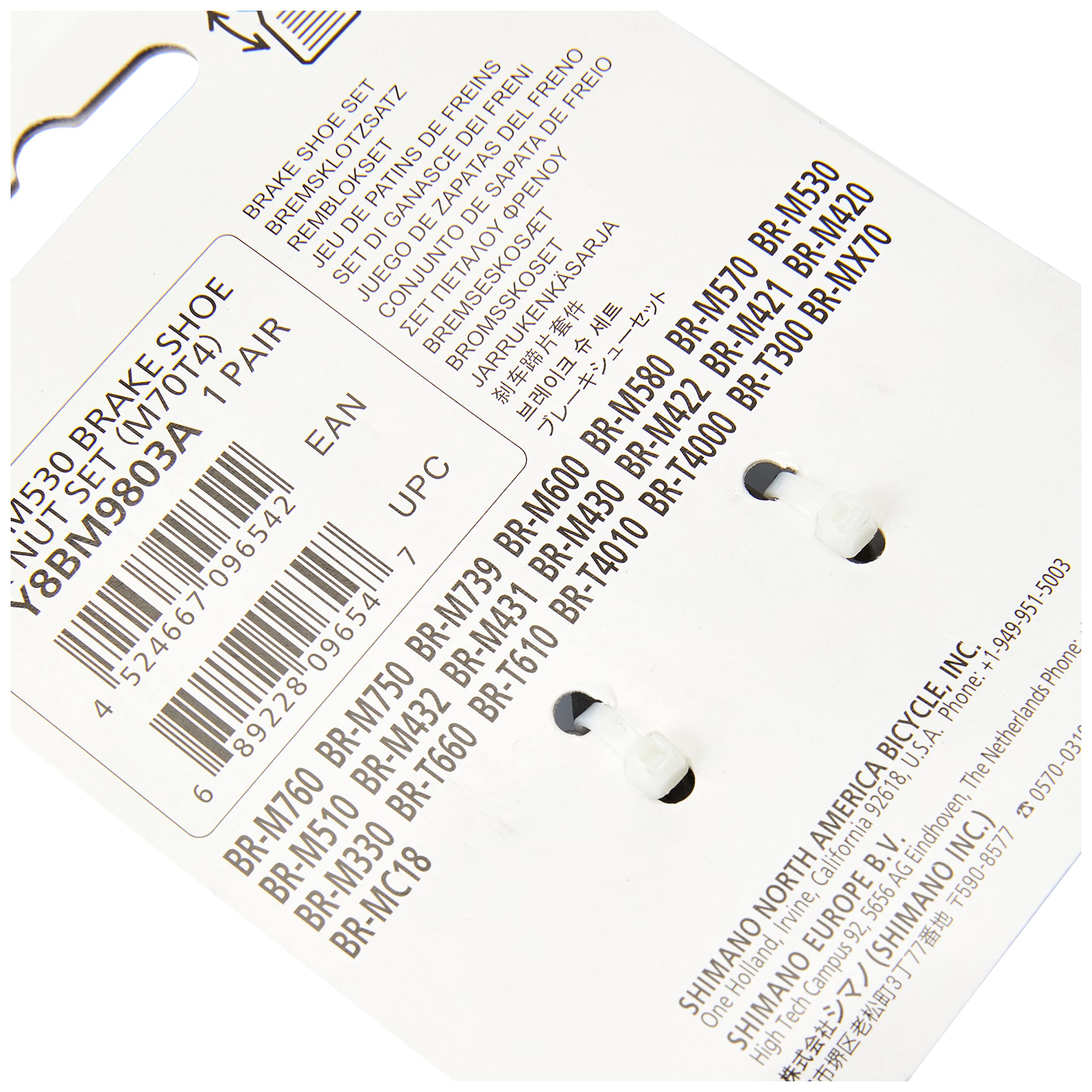 Pastillas de freno Shimano V-Brake M70T4 XT/LX/Deore V-Brake con sistema M, longitud 70 mm, base de zapatas de freno con rosca, solo para llantas con flanco fresado