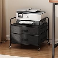 Vista 6 de Mini soporte para nevera con almacenamiento, 120 libras BlackMini mesa de nevera, carrito de refrigerador de 2 cajones con ruedas, soporte