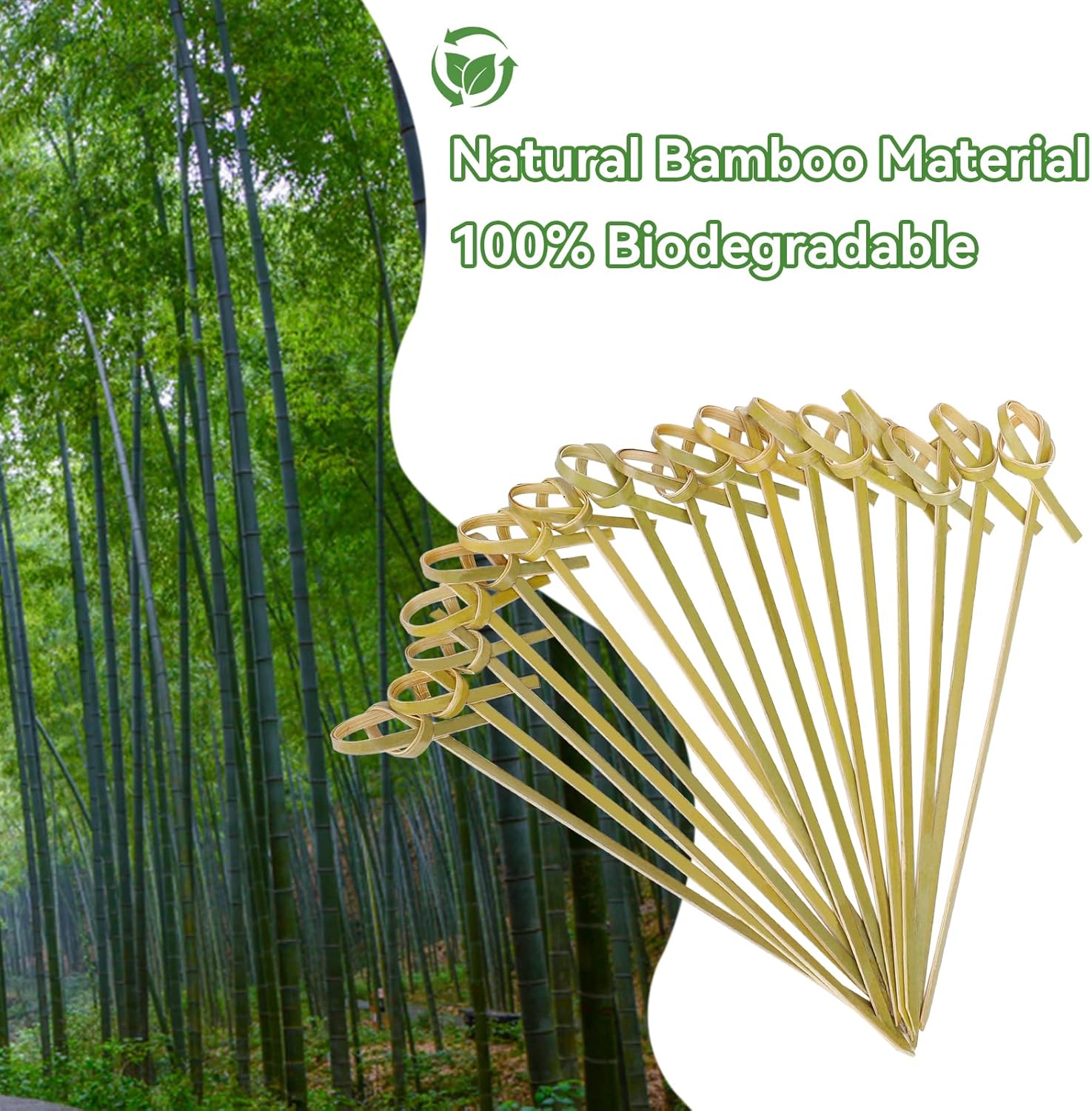 500 Pcs Bamboo Cocktail Picks- 4.8 Inch Natural Biodegradable Food Skewers with Looped Knot for Appetizers, Hors' D'oeuvre, Cocktail Party, Barbeque Snacks, Club Sandwiches