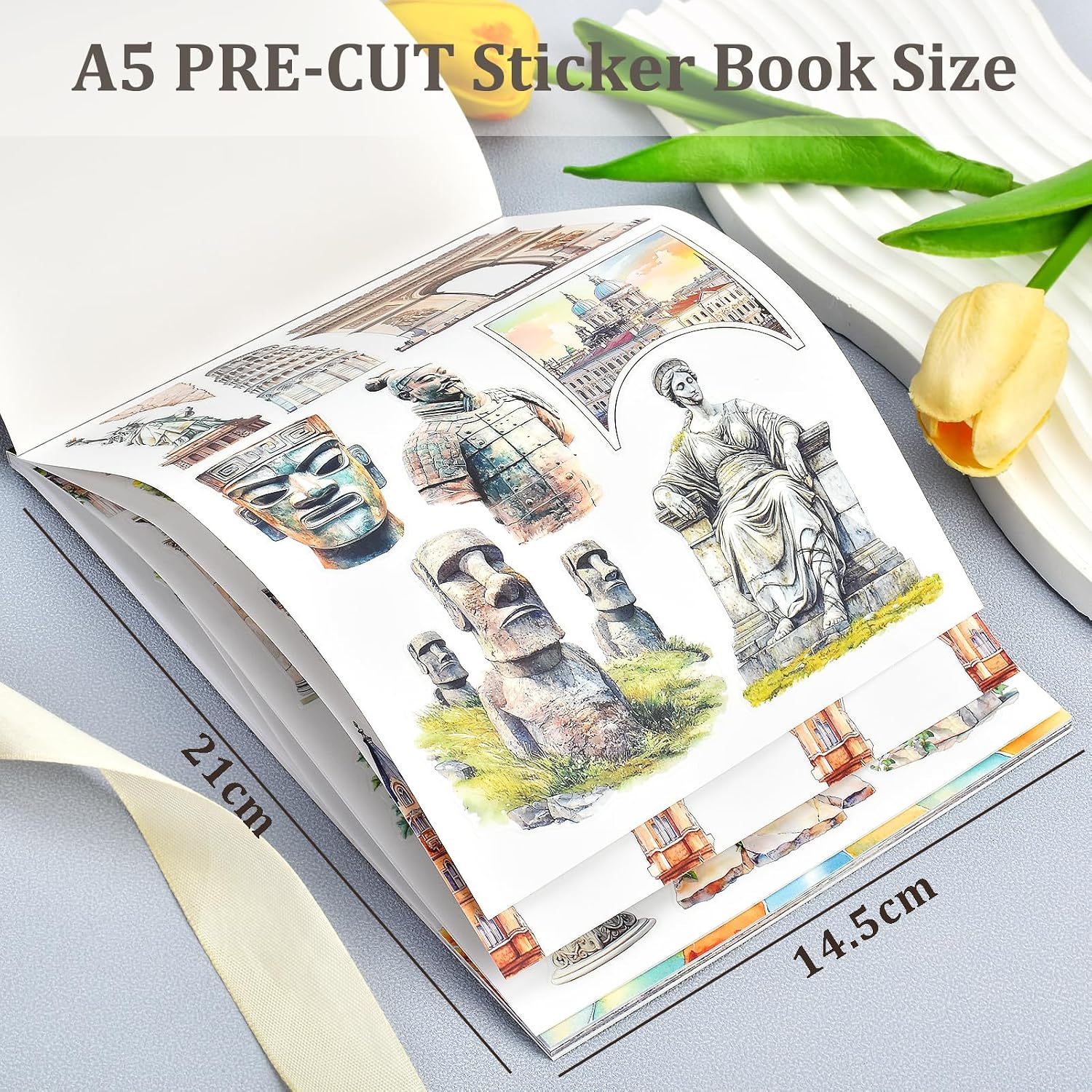 Snycler Scenic Spot Theme Sticker Scrapbooking Supplies for Junk Journal, 20 Sheets PET Stickers - Vintage Journaling Stickers, Ephemera Sticker Book Pre Cut, Junk Journal Supplies, Planner image 3