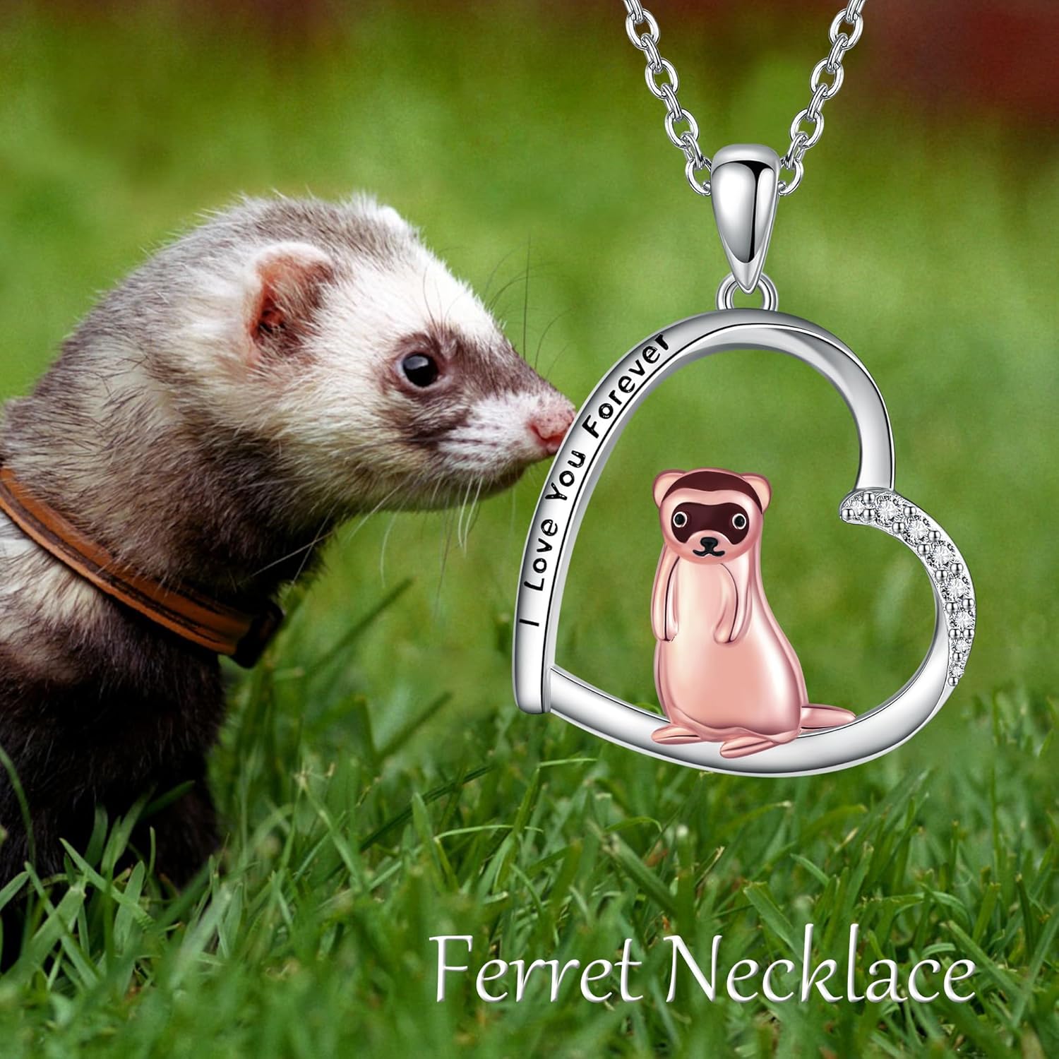 MONGAS Animal Necklace for Women Sterling Silver Duck/Axolotl/Hippo/Corgis/Puffin/Blue Jay/Ferret/Pug/Skunk/Dachshund/Violin/Snowman Necklace Cute Animal Jewelry Gifts for Women Mother Mom - Image 4